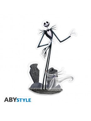 Figura Acryl® Jack Skellington com Zero de O Estranho Mundo de Jack