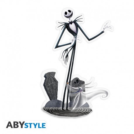 Figura Acryl® Jack Skellington com Zero de O Estranho Mundo de Jack