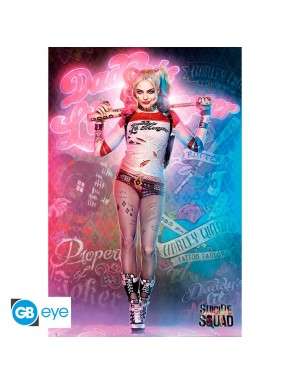 Poster maxi de Harley Quinn de Suicide Squad, fondo neón.