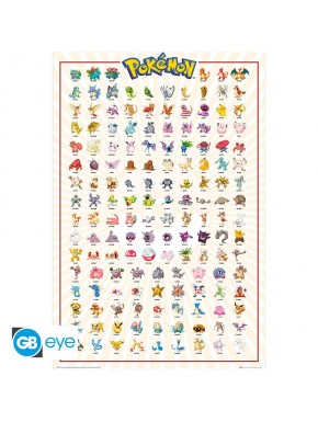 Pôster Maxi Pokémon Kanto 151 com todos os Pokémon originais