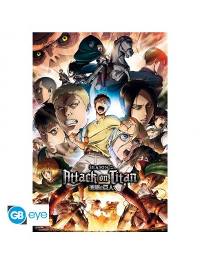 Poster de Attack On Titan temporada 2 con personajes principales