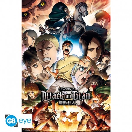 Poster de Attack On Titan temporada 2 con personajes principales