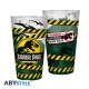 Verres Jurassic Park avec design haute tension