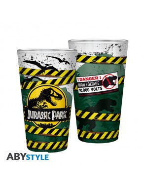 Verres Jurassic Park avec design haute tension