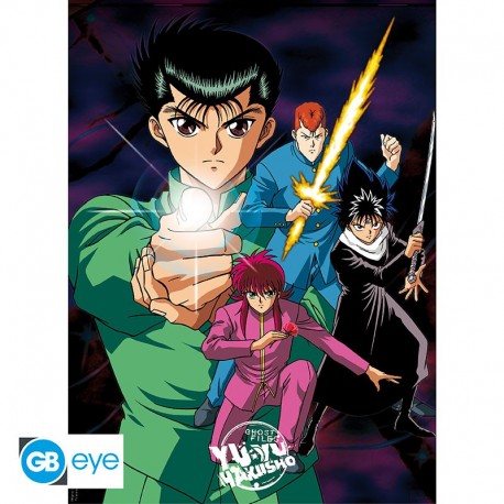 Poster chibi Yu Yu Hakusho com o grupo de Yusuke