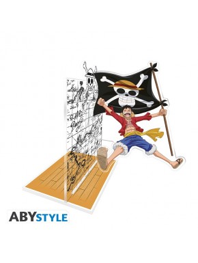 Serre-livres acrylique de Luffy avec drapeau One Piece