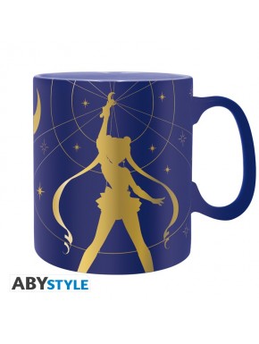 Taza azul con silueta dorada de Sailor Moon
