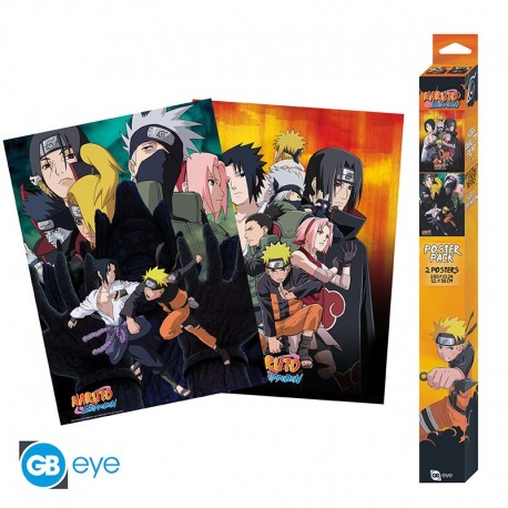 Set de 2 posters chibi de Naruto Shippuden, taille 52x38 cm