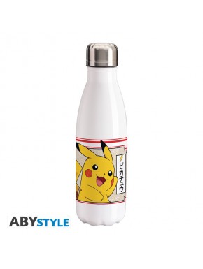 Botella de agua metálica con diseño de Pikachu