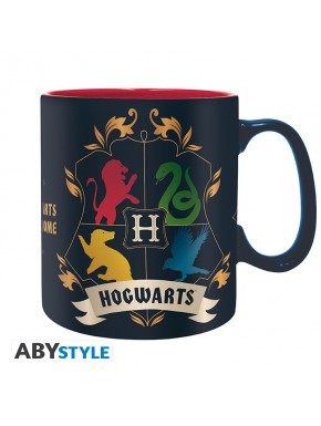 Taza Harry Potter con símbolos de casas de Hogwarts