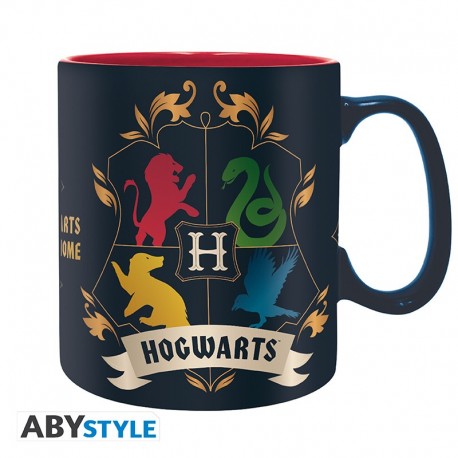 Taza Harry Potter con símbolos de casas de Hogwarts
