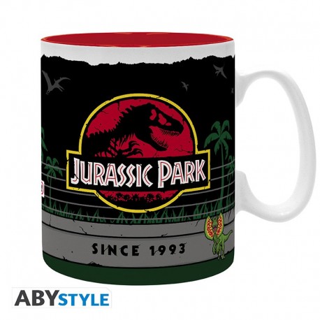Taza Jurassic Park 460 ml con logo y diseño de dinosaurios