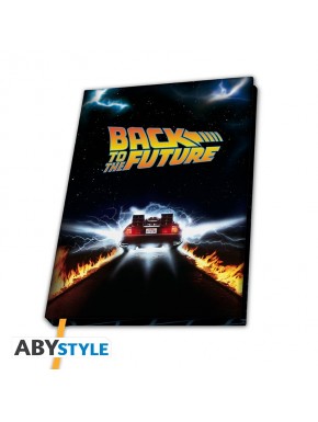 Caderno A5 com design do DeLorean de De Volta para o Futuro