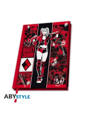 Cuaderno A5 de Harley Quinn en rojo y negro