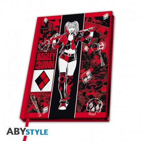 Cuaderno A5 de Harley Quinn en rojo y negro