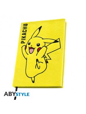 Cuaderno A5 amarillo con Pikachu en felpa de Pokémon