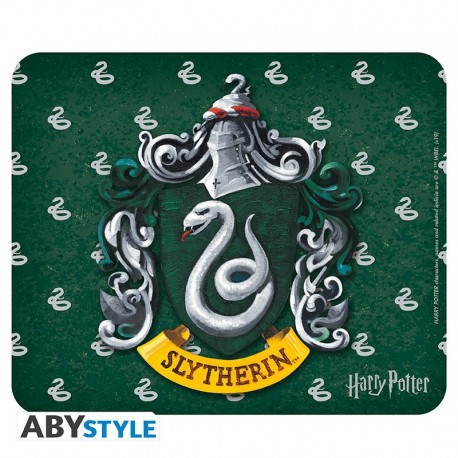 Mousepad flexible de Slytherin verde con escudo