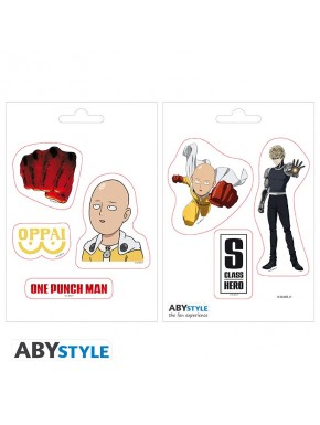 Hojas de stickers de One Punch Man con Saitama e iconos