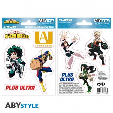 Stickers My Hero Academia con personajes y logo UA High School