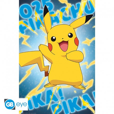 Poster maxi do Pikachu com acabamento foil, dimensões 91.5x61 cm