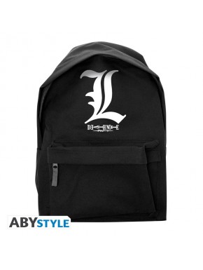 Mochila negra de Death Note con símbolo L