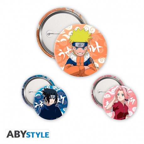 Pack de badges Naruto avec Naruto, Sasuke, Sakura