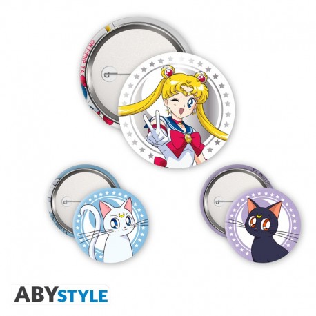 Pacote de broches Sailor Moon, Luna e Artemis x4