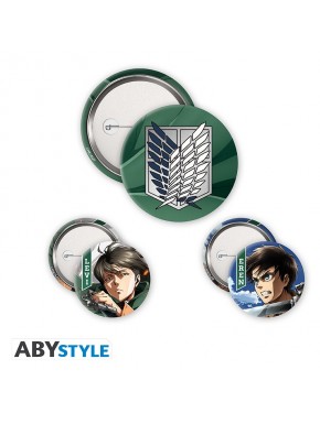 Pack de chapas Attack On Titan con Eren y Levi