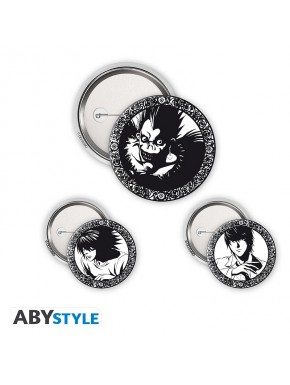 Chapas de Death Note con Light, L y Ryuk