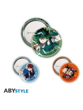 Pacote de badges My Hero Academia com Midoriya, Bakugo, Todoroki