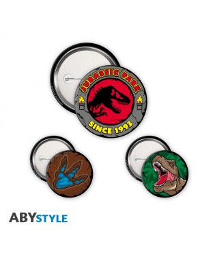 Ensemble de badges avec logo T-Rex de Jurassic Park