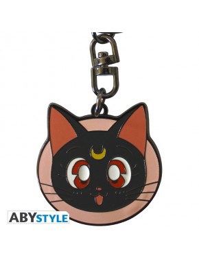 Llavero de metal Luna de Sailor Moon con rostro de gatito negro