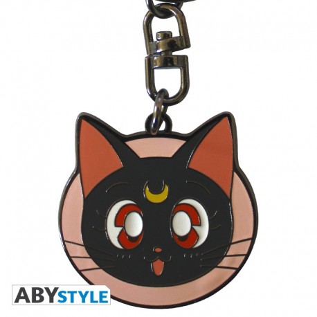 Llavero de metal Luna de Sailor Moon con rostro de gatito negro