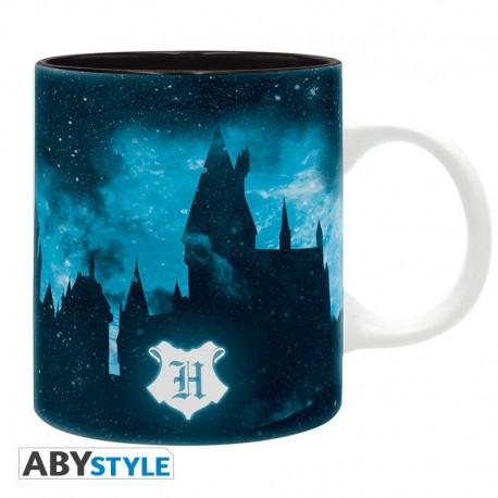 Mug bleu foncé Harry Potter avec silhouette de Poudlard