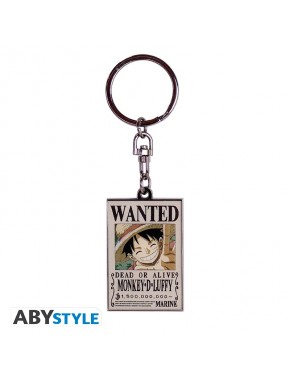 Chaveiro metálico One Piece Wanted Luffy