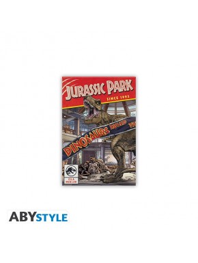 Magnet de bande dessinée Jurassic Park avec T-Rex