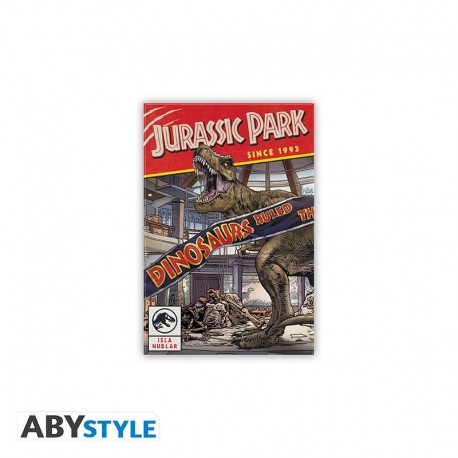 Magnet de bande dessinée Jurassic Park avec T-Rex