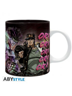 Taza de JoJo's Bizarre Adventure con diseño de personajes en duelo