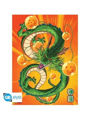 Poster chibi Dragon Ball avec Shenron et boules de dragon