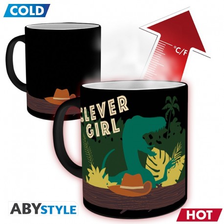 Taza Jurassic Park cambia con calor diseño Clever Girl