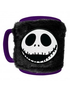 Taza Fuzzy Jack de Pesadilla antes de Navidad con envoltura de peluche.