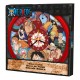 Horloge murale One Piece avec personnages et cadre rouge