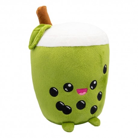 Peluche de Bubble Tea verde con pajita marrón y detalles negros