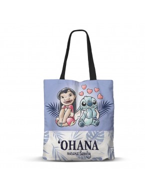 Bolsa Lilo y Stitch azul con ilustración de personajes