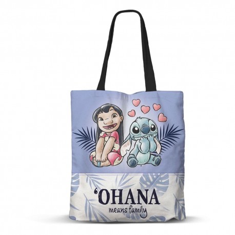 Bolsa Lilo y Stitch azul con ilustración de personajes