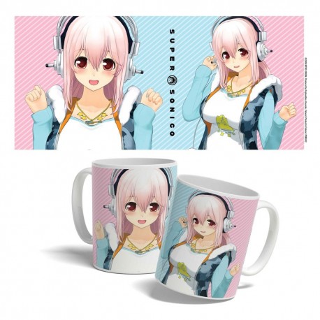 Taza Super Sonico Hoodie 325 ml con diseño colorido