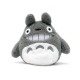 Peluche Totoro de 18 cm con sonrisa, gris y blanco.