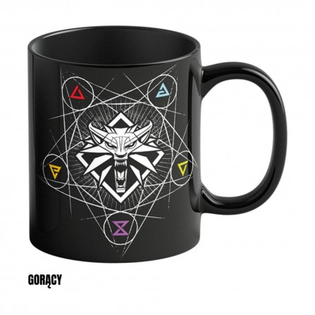 Taza negra The Witcher III con cambio de dibujo al calor