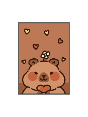 Manta polar marrón con diseño de capibaras y corazones