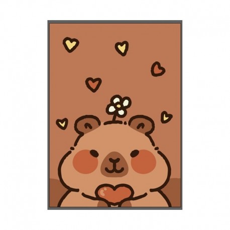 Manta polar marrón con diseño de capibaras y corazones